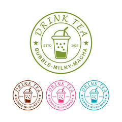 Bubble tea logo set design template