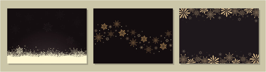 雪の結晶フレームテンプレートセット　背景　ベクターイラスト　クリスマス　おしゃれ