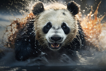 high speed photography of a panda