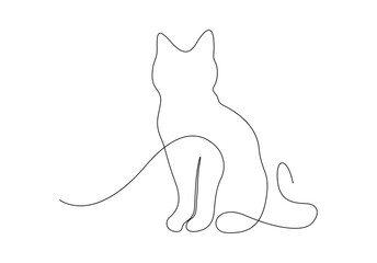 Cat in one continuous line drawing. Abstract and minimalist cat icon. Single line drawing of cat. Vector illustration. Pro vector. 