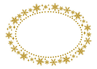 雪の結晶のおしゃれなフレーム　ゴールド　高級感　素材　見出し　飾り枠　飾り罫