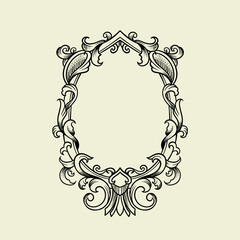 Vintage Luxury heraldry frame with flora and ribbon ornament