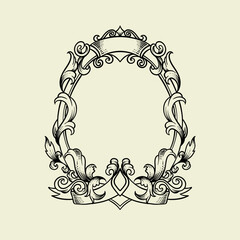 Vintage Luxury heraldry frame with flora and ribbon ornament