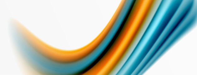 Rainbow color silk blurred wavy line background on white, luxuriously vibrant visually captivating backdrop. Stunning blend of colors reminiscent of rainbow, silky and gracefully blurred wavy pattern