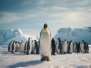 emperor penguin colony in polar regions