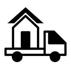Relocation Icon: "Illustrating Change of Residence" - moving, relocation services, change of residence, home moving, relocation assistance, moving truck, change of location, relocation symbol, moving 