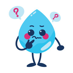 water day drop thinking character