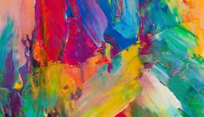 Oil painting brushed abstract background. brush stroked painting. Multicolor texture strokes of paint.