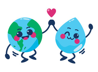 water day drop and world character