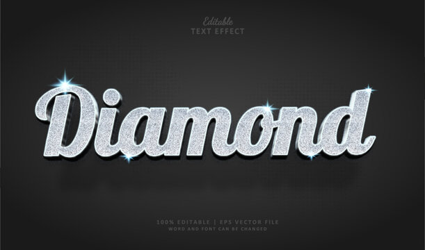 Diamond Text effect 3d style luxury silver grain. 
