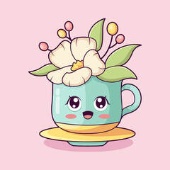 Cute Flower Character Design Illustration