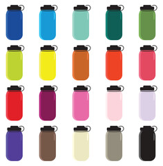 Water Bottle Clipart Colorful Set

