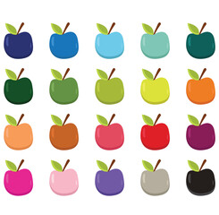 Colorful Apple Design Clipart Set
