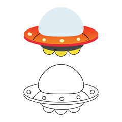 UFO Coloring Pages Outline with Clipart Design
