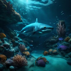 Fototapeta premium coral reef with fish in the sea