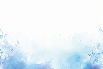 Watercolor texture blue border, artistic on white background