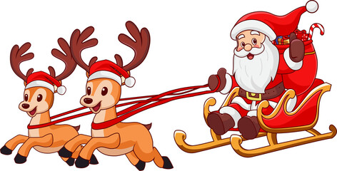 Santa claus sleigh sled reindeer