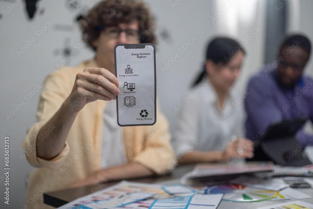 Wall mural ui,ux developer optimize smart energy app, color, button, real-time monitoring of efficient insight