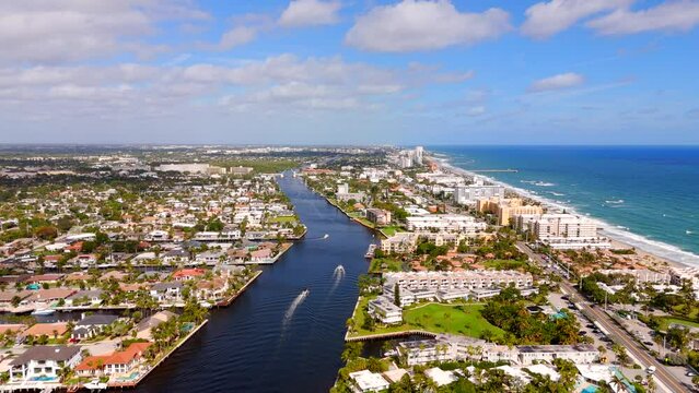 Beautiful stock Florida aerial video 2023 Lighthouse Point
