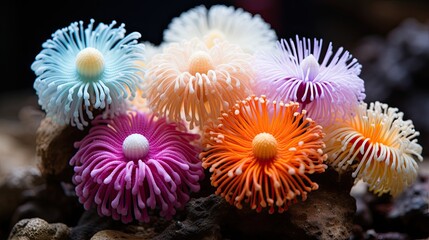 Fototapeta na wymiar closeup of underwater colorful flowers