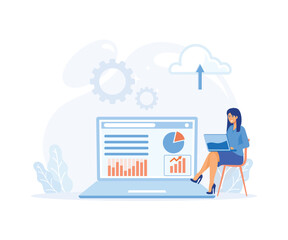 Business intelligence, data analysis, obtaining analytical information for making strategic business decisions. flat vector modern illustration