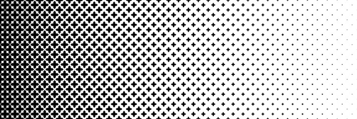 horizontal black halftone of sharp cross and sharp plus design for pattern and background. - obrazy, fototapety, plakaty