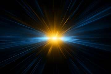 Obraz premium Glowing abstract blue sunburst on black background. AI Generative.