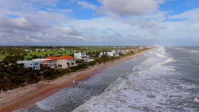 Aerial stock footage Triton Beach.Ormond Beach Florida USA