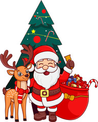 Santa claus with reindeer celebration christmas