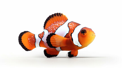 Colorful Clown Fish White Background