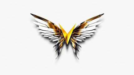 Obraz premium Beautiful Contemporary Gold Color Butterfly Effect On White Background