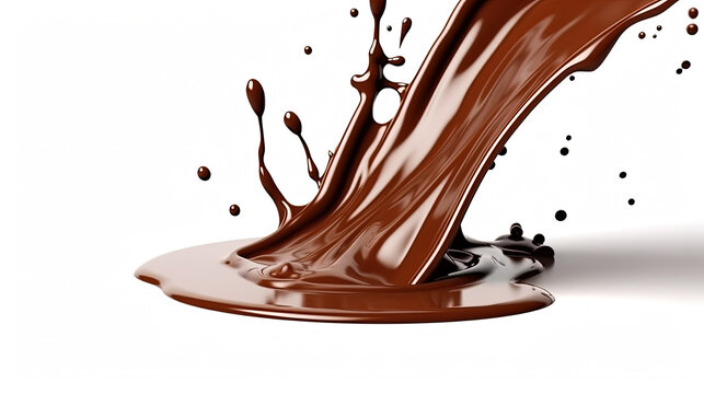 Brown Melting Chocolate Syrup Isolated On A Solid White Background Selective Focus