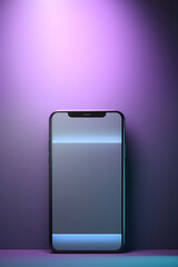 icon 3D Smartphone with screen with purple background