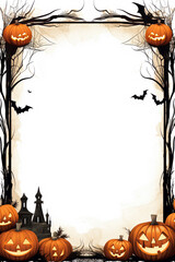 Halloween rectangular frame clipart, AI Generative.