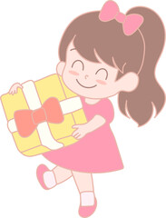 Cute girl holding a gift box