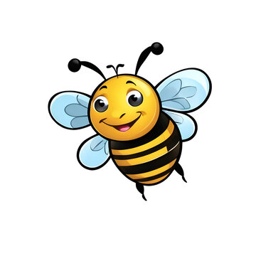 Bee Icon Cartoon with transparent background

