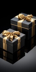 A single gift box with a glamorous metallic sheen, reflecting ambient light, adding an air of sophistication to its elegant presentation.