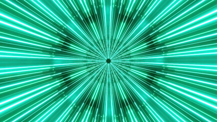 Obraz premium Flying inside neon tunnel with rays of light. Design. Blinking lights of time speed corridor.