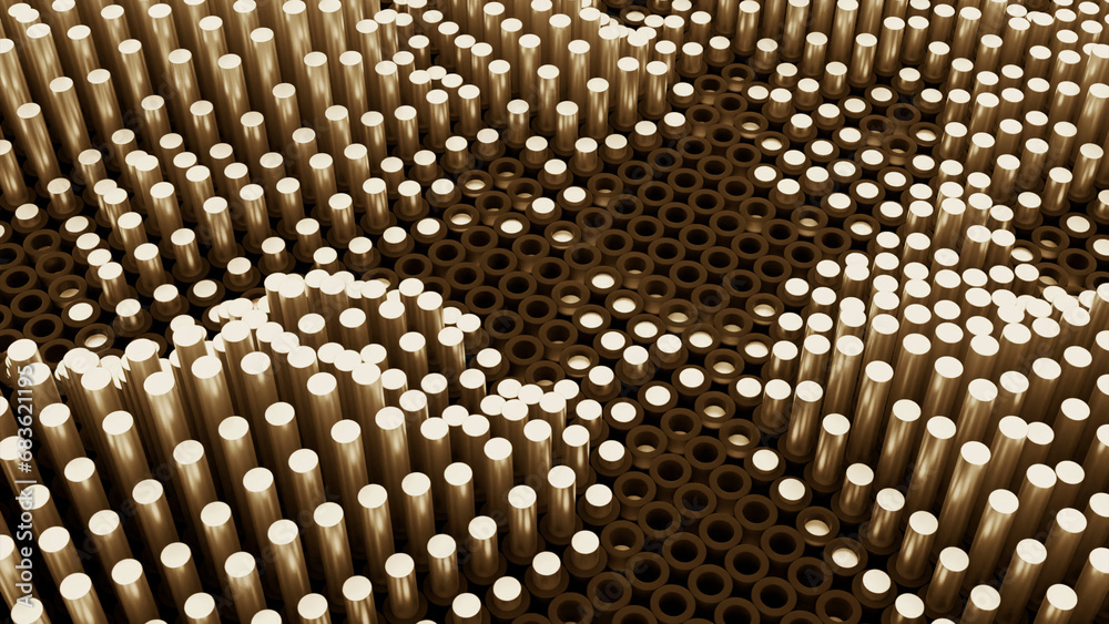 Poster abstract trypophobic background with cluster holes and sticks moving up and down through them. desig