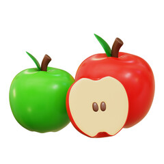 Obraz premium Apples 3D Icon Isolated Transparent Background