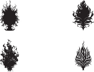 Fire flame icon set. Flame icon in black. Fire symbol in glyph