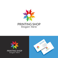 Creative logo design for printing shop. Print service digital solutions colorful logo design template. Print service logo 