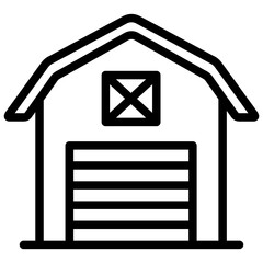 barn icon illustration design with outline