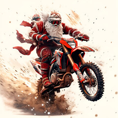 Santa Claus riding bike / motorcycle