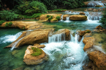 The beautiful stream waterfall in Libo, Guizhou, China