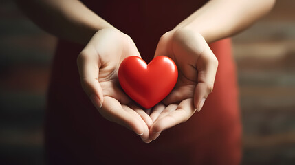 - - -
Young women hands holding red heart,health care, donate and family insurance concept,world heart day, world health day, CSR responsibility, adoption foster family, hope, gratitude, kind