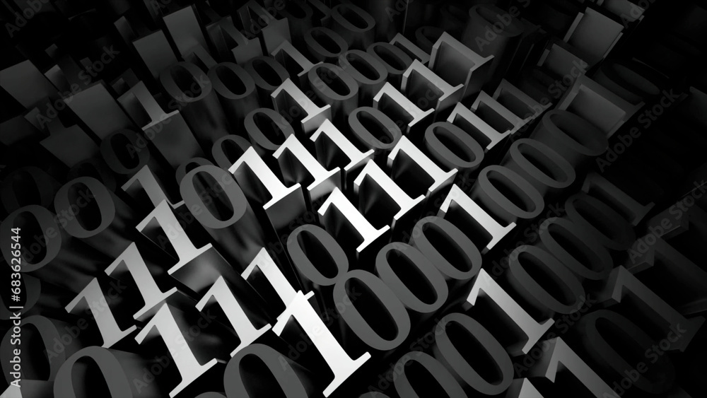 Poster abstract 1 and 0 numbers waving background. design. binary code, concept of technologies.