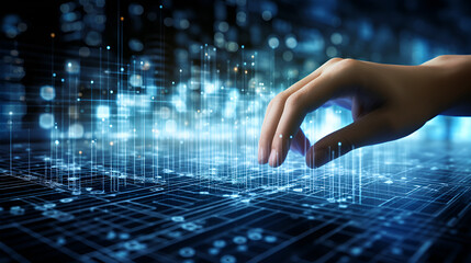 hand and technology,Big Data Unveiled: The Science and Technology .AI Generative 