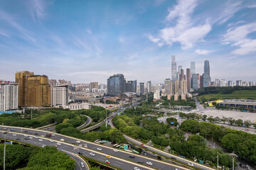 Fototapeta na wymiar Aviation in China Nanning Modern Urban Architectural Landscape Skyline