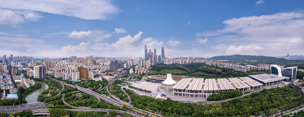 Aviation in China Nanning Modern Urban Architectural Landscape Skyline
